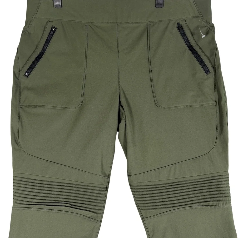 Duluth Trading Co Women 18 Long Green Moto Utility Pants Stretch Outdoor